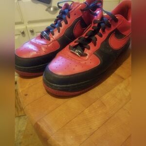 RARE Nike Air Force 1  Black/Red Sneakers Shoes Size 12